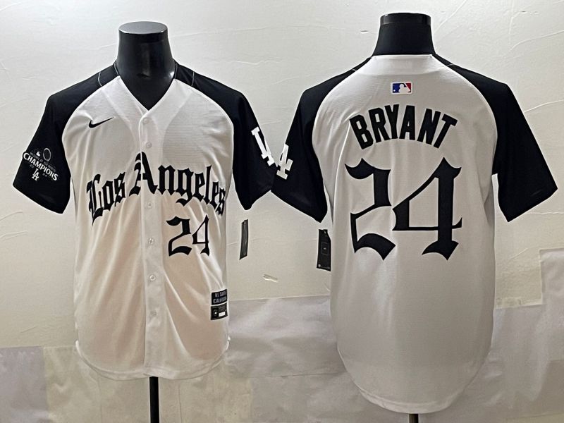 Men 2025 Los Angeles Dodgers 24 Bryant White black Five generations Joint Name Nike MLB Jersey style 5268